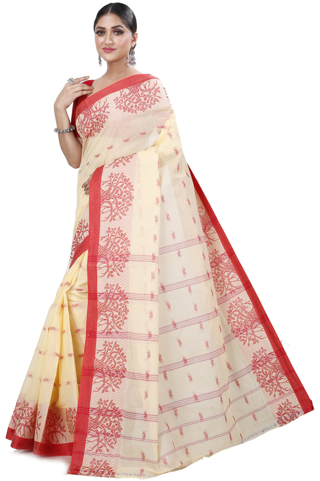 Cream Pure Cotton Somaya Tant Saree (1041)